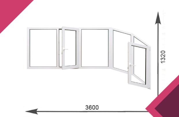 Балкон с двухкамерным стеклопакетом 3600x1320
